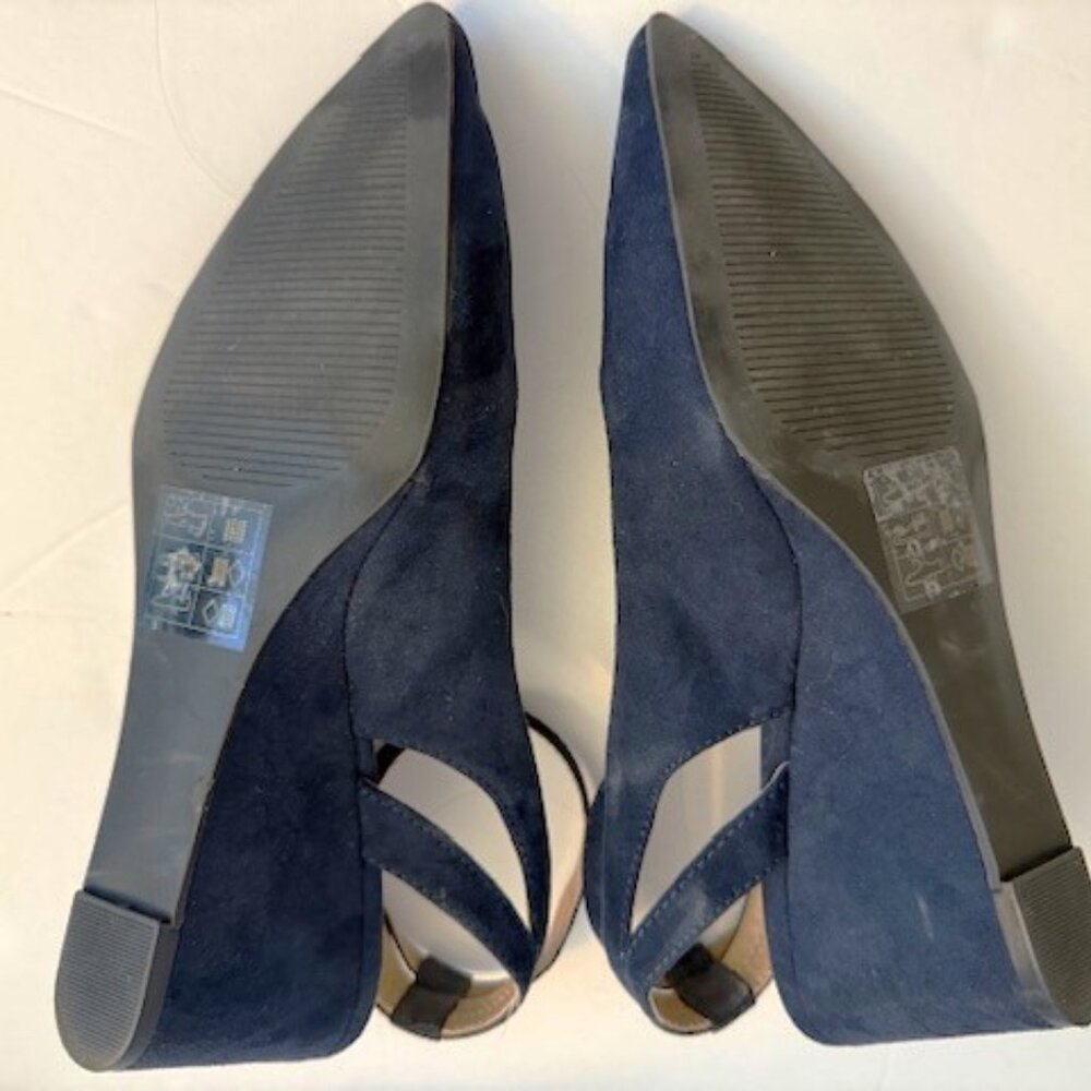 Navy Blue Kitten Wedge - Picture 3 of 7